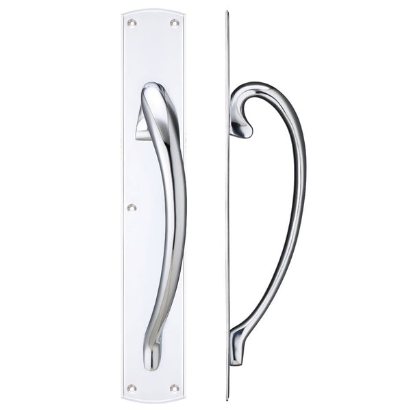 Pull Handle on Backplate - Right Handed - 457 x 76mm - Polished Chrome - tradefit - Featured Image