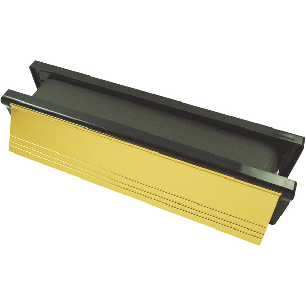 FD30 Fire Rated Telescopic Draught Proof Letter Plate - 300mm - Black / Polished Gold - tradefit - Featured Image