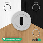 Olbia Chrome Round Keyhole Escutcheons - 54mm - Polished Chrome - Pair - tradefit - 5