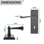 Georgian Rope Edge Scroll Black Lock Door Handles - Keyhole - tradefit - 3