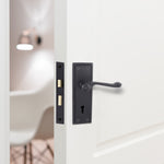 Georgian Rope Edge Scroll Black Door Handle Pack - 80mm Sashlock - tradefit - 6