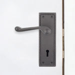 Georgian Rope Edge Scroll Black Lock Door Handles - Keyhole - tradefit - 5