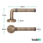 Santana Antique Brass Lever on Rose Door Handle Kit - 64mm Latch - tradefit - 4