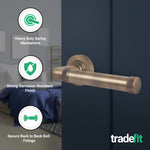 Santana Antique Brass Lever on Rose Door Handle Kit - 64mm Latch - tradefit - 2