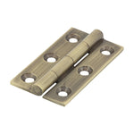 Solid Brass Solid Drawn Hinge - 50 x 28mm - Antique Brass - tradefit - 1