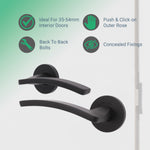Euroda - Plus Black Lever on Rose Fire Door Handle Pack - Bathroom - FD30/60 - tradefit - 2