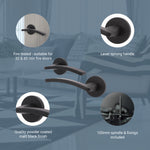 Euroda - Plus Fire Door Handle on Rose - Black - FD30/60 - tradefit - 3