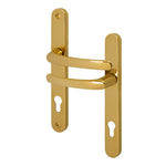 Polished Brass UPVC Door Handles - 92mm PZ Centres - 215mm Fixing Centres - 246 x 32mm - tradefit - 1