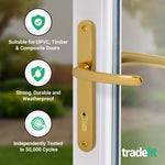 Polished Brass UPVC Door Handles - 92mm PZ Centres - 215mm Fixing Centres - 246 x 32mm - tradefit - 3