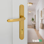 Polished Brass UPVC Door Handles - 92mm PZ Centres - 215mm Fixing Centres - 246 x 32mm - tradefit - 6