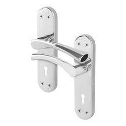 Nola Polished Chrome Lever on Backplate Door Handle - Keyhole - tradefit