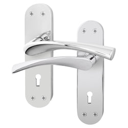 Nola Polished Chrome Lock Door Handles - Keyhole - tradefit