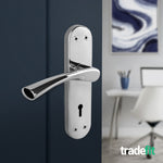 Nola Polished Chrome Lever on Backplate Door Handle Pack - 64mm Sashlock - tradefit - 6