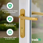 Polished Brass UPVC Door Handles - 92mm PZ Centres - 122mm Fixing Centres - 212 x 32mm - tradefit - 3
