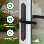 Black UPVC Door Handles - 92mm PZ Centres - 240mm Fixing Centres - 270 x 32mm - tradefit - 3