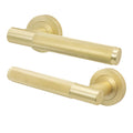 Dumont Satin Brass Lever on Rose Door Handles - Heavy Duty - FD30/60 Rated