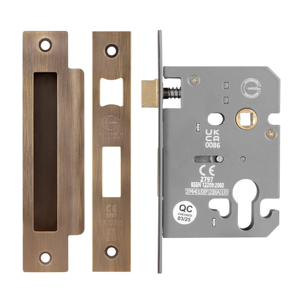 Euro Profile Sashlock Case - 78mm Case 57mm Backset - Antique Brass - tradefit - Featured Image