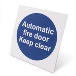 Automatic Fire Door Keep Clear 100x100mm Self Adh Vinyl - tradefit - 6