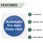 Automatic Fire Door Keep Clear 100x100mm Self Adh Vinyl - tradefit - 2