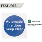 Automatic Fire Door Keep Clear 100x100mm Self Adh Vinyl - tradefit - 3