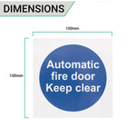Automatic Fire Door Keep Clear 100x100mm Self Adh Vinyl - tradefit - 4
