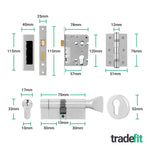 Return to Door Lever on Rose Aluminium Door Handle Kit - Medium Duty - 80mm Euro Sashlock and Thumbturn Cylinder - Keyed Alike - tradefit - 3