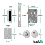 Return to Door Lever on Rose Satin Aluminium Door Handle Kit - Medium Duty FD30/60 - 80mm Bathroom Lock - tradefit - 4