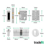 Return to Door Lever on Rose Satin Aluminium Handle Kit - Medium Duty FD30/60 - 80mm Euro Lock, Thumbturn Cylinder - Master Keyed - tradefit - 4