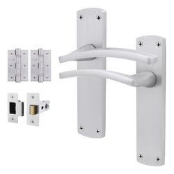 Euroda - Plus Satin Chrome Door Handle Pack - Latch - tradefit