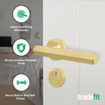 Moreno Satin Brass Lever on Rose Door Handle Kit - Medium Duty FD30/60 - 80mm Euro Sashlock and Double Cylinder - Keyed Alike - tradefit - 3