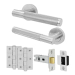 Dumont Satin Nickel Lever on Rose Door Handle Kit - 64mm Latch - 1