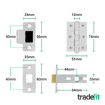 Dumont Satin Nickel Lever on Rose Door Handle Kit - 64mm Latch - tradefit - 5