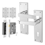 Straight Pattern Polished Chrome Door Handle Pack - 80mm Sashlock - tradefit - 1