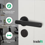 Dumont Matt Black Lever on Rose Door Handle Kit - Medium Duty FD30/60 - 80mm Euro Sashlock and Double Cylinder - Keyed to Differ - tradefit - 2