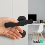 Dumont Matt Black Lever on Rose Door Handle Kit - Medium Duty FD30/60 - 80mm Euro Sashlock and Thumbturn Cylinder - Master Keyed - tradefit - 6