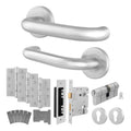 Return to Door Lever on Rose Stainless Steel Handle Kit - Medium Duty FD30/60 - 80mm Euro Lock and Double Cylinder - Master Keyed