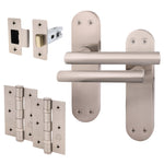 Olbia Satin Nickel Door Handle Pack - 76mm Latch - tradefit - 1