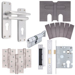 Contractor Satin Aluminium Door Handle Fire Door Pack - Euro Sashlock and Thumbturn Cylinder - FD30/60 - tradefit - 1
