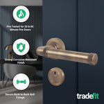 Santana Antique Brass Lever on Rose Door Handle Kit - Medium Duty FD30/60 - 80mm Euro Sashlock and Double Cylinder - Keyed Alike - tradefit - 2