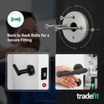 Santana Matt Black Lever on Rose Door Handle Kit - Medium Duty FD30/60 - 80mm Sashlock - tradefit - 3