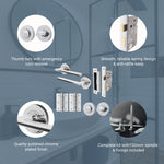 Euroda Polished Chrome Lever on Rose Door Handle Pack - Bathroom - tradefit - 3