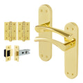 Nola Brass Plated Lever on Backplate Door Handle Pack – 64mm Latch