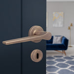 Tapera Antique Brass Lever on Rose Door Handle Kit - Medium Duty FD30/60 - 80mm Sashlock - tradefit - 6