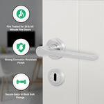 Tapera Satin Nickel Lever on Rose Door Handle Kit - Medium Duty FD30/60 - 80mm Sashlock - tradefit - 2