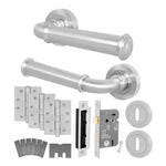 Claro Satin Nickel Lever on Rose Door Handle Kit - Medium Duty FD30/60 - 80mm Sashlock - tradefit - 1