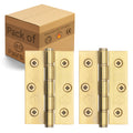 Door Hinges Grade 7 Stainless Steel Washered - 76x51x2mm - PVD Brass - Case of 40 Pairs