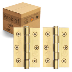 Door Hinges Grade 7 Stainless Steel Washered - 76x50.8x2mm - PVD Brass - Case 40 Packs - tradefit