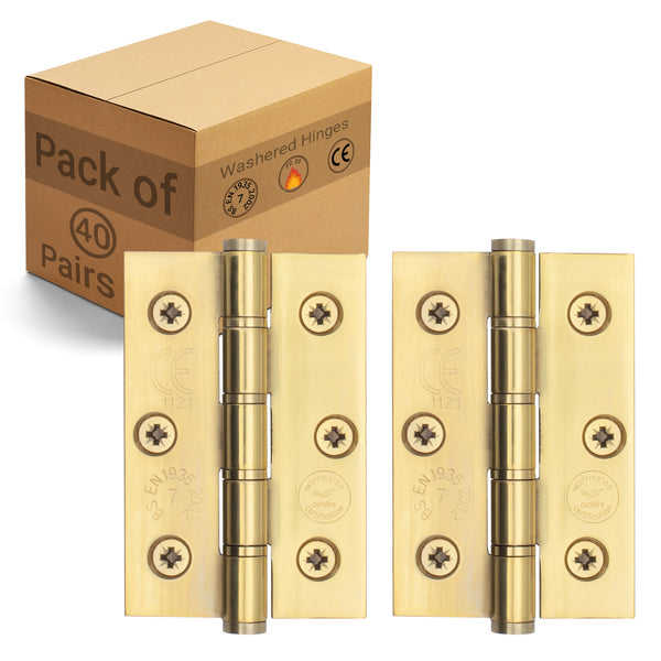 Door Hinges Grade 7 Stainless Steel Washered - 76x50.8x2mm - PVD Brass - Case 40 Packs - tradefit - Featured Image