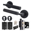 Mode-Grip Black Lever on Rose Door Handle Pack - Euro Lock & Cylinder