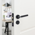 Mode - Grip Black Lever on Rose Fire Door Handle Pack - Euro Lock & Thumbturn Cylinder - FD30/60 - tradefit - 6